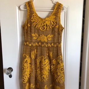 Marigold lace crochet dress from Anthropologie Sm